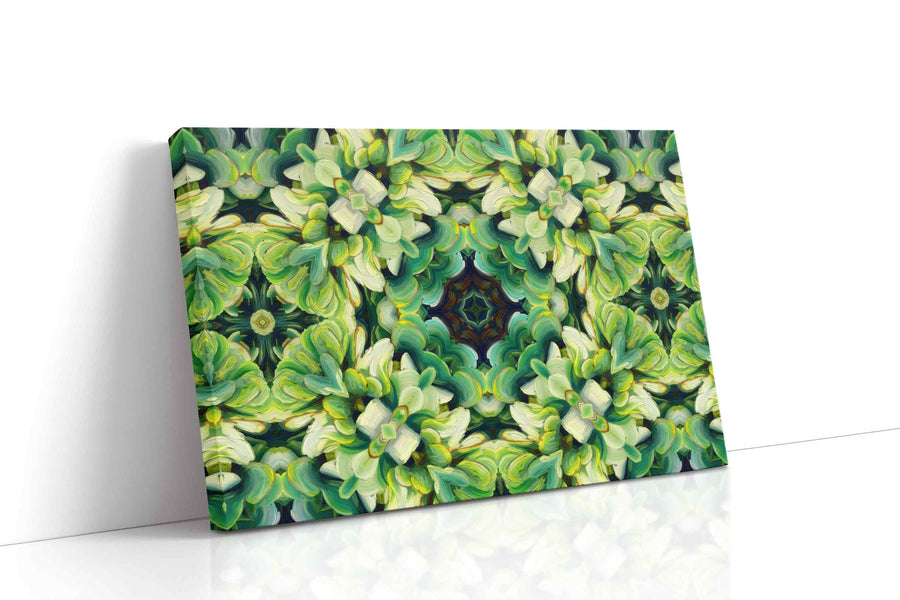 Verdant Whirlwind Symphony geometric canvas print, gallery-wrapped, ready to hang