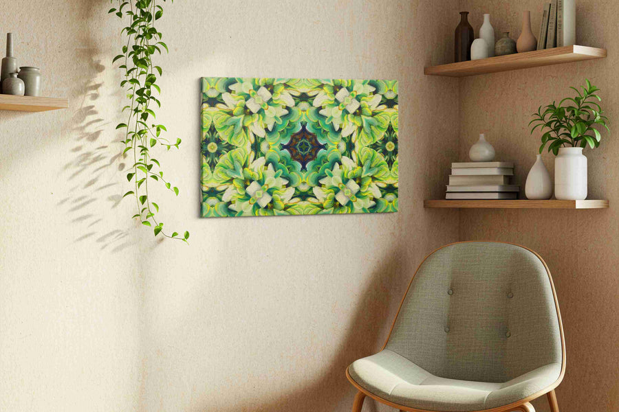Verdant Whirlwind Symphony – geometric canvas wall art, gallery-wrapped, ready to hang