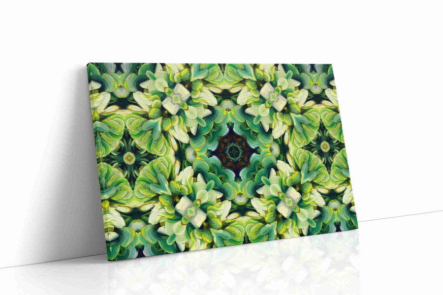 Verdant Whirlwind Symphony geometric canvas print gallery-wrapped landscape canvas studio shot