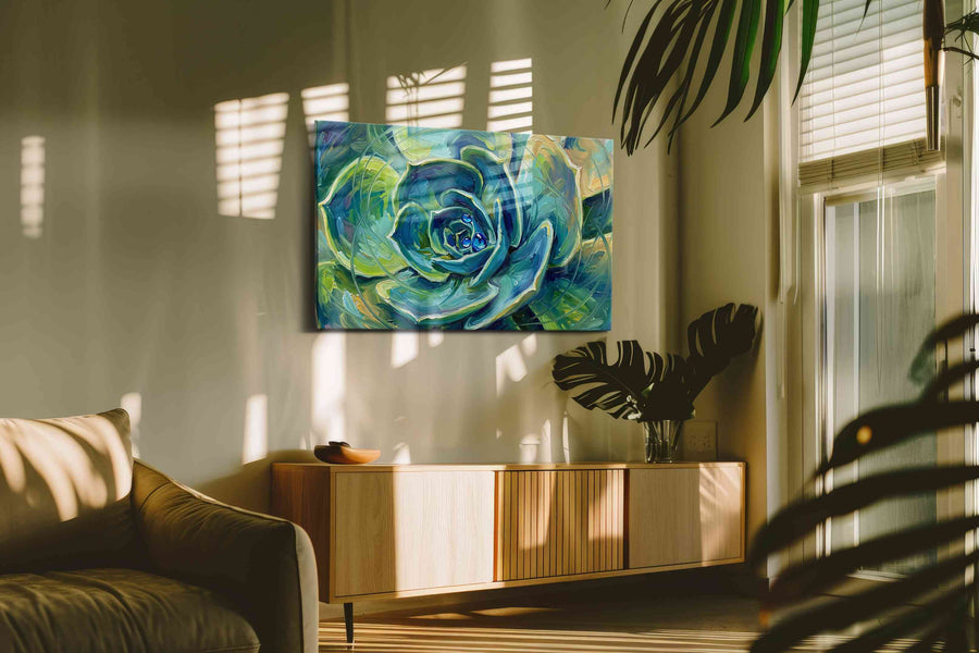 Whirl of Verdant Dreams geometric canvas print, on wall, lifestyle preview