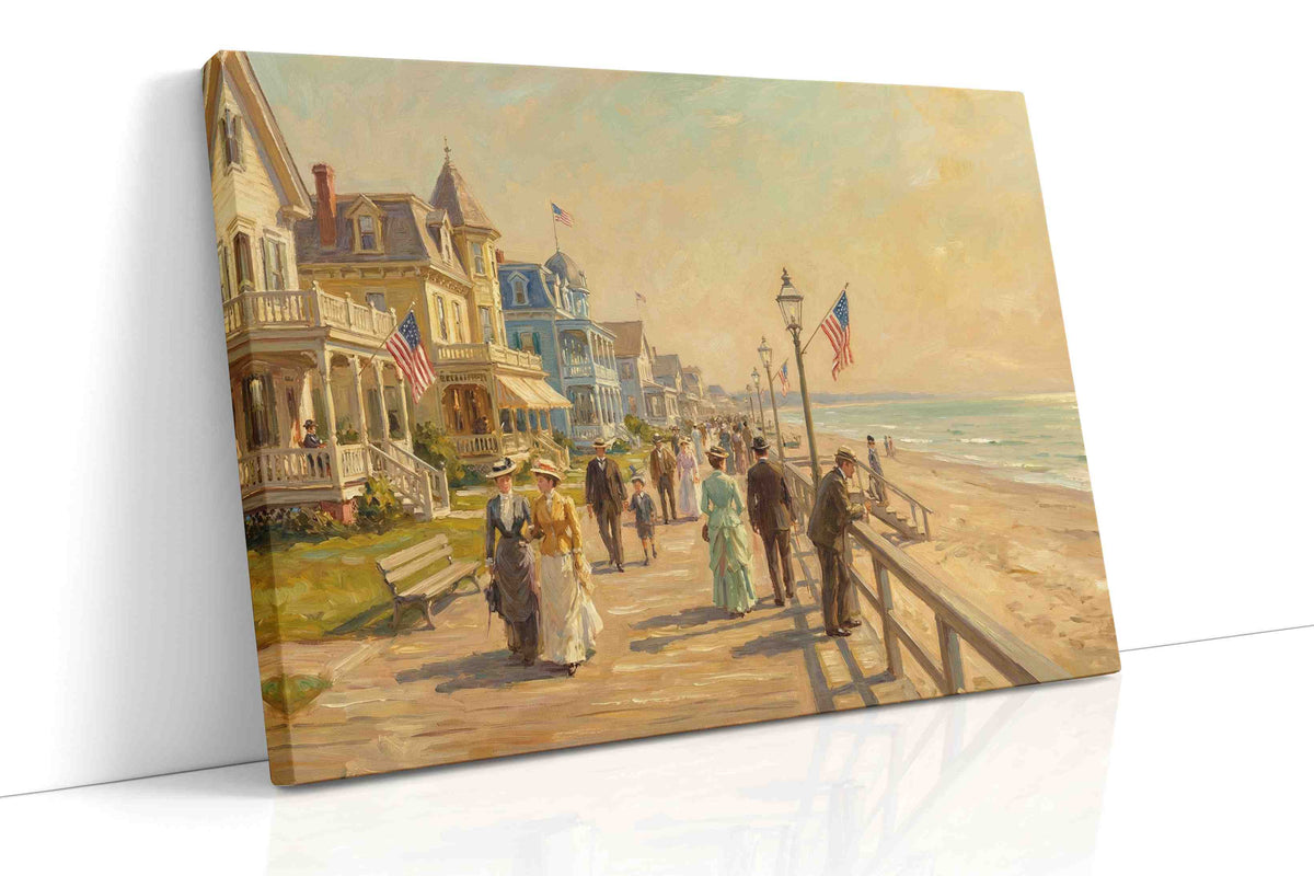 Sunlit Boardwalk Stroll – ocean canvas wall art, gallery-wrapped, ready to hang