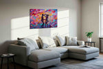 Dancing Hearts in Twilight romance canvas print, displayed in a living room
