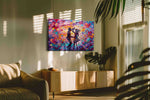 Dancing Hearts in Twilight romance canvas print, hanging on wall