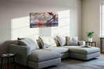 Dragon's Fiery Lament fantasy canvas print, displayed in a living room
