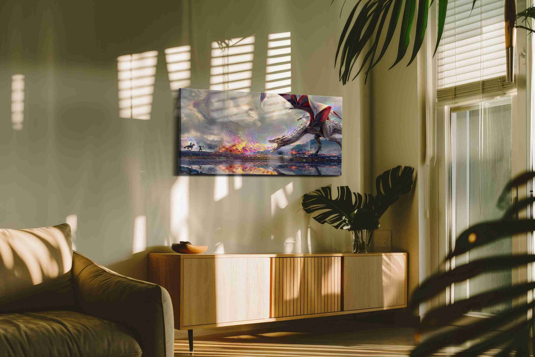 Dragon's Fiery Lament – fantasy canvas wall art, gallery-wrapped, ready to hang