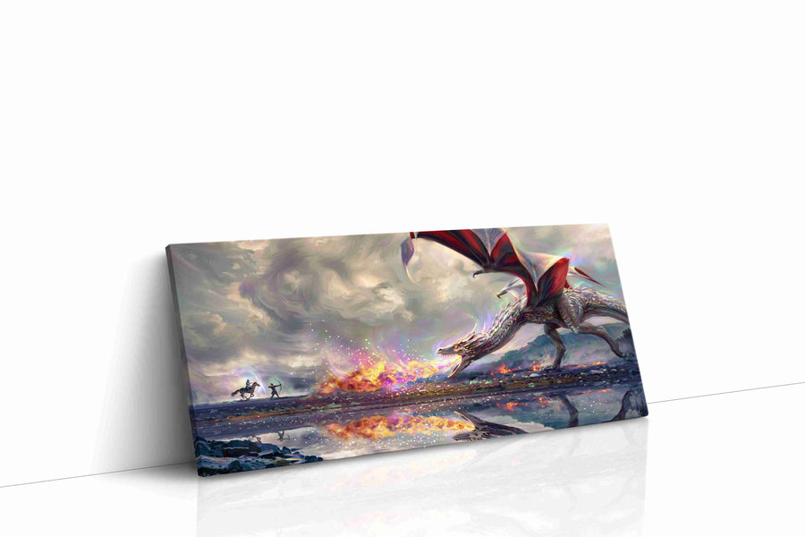 Dragon's Fiery Lament fantasy canvas print, gallery-wrapped, ready to hang