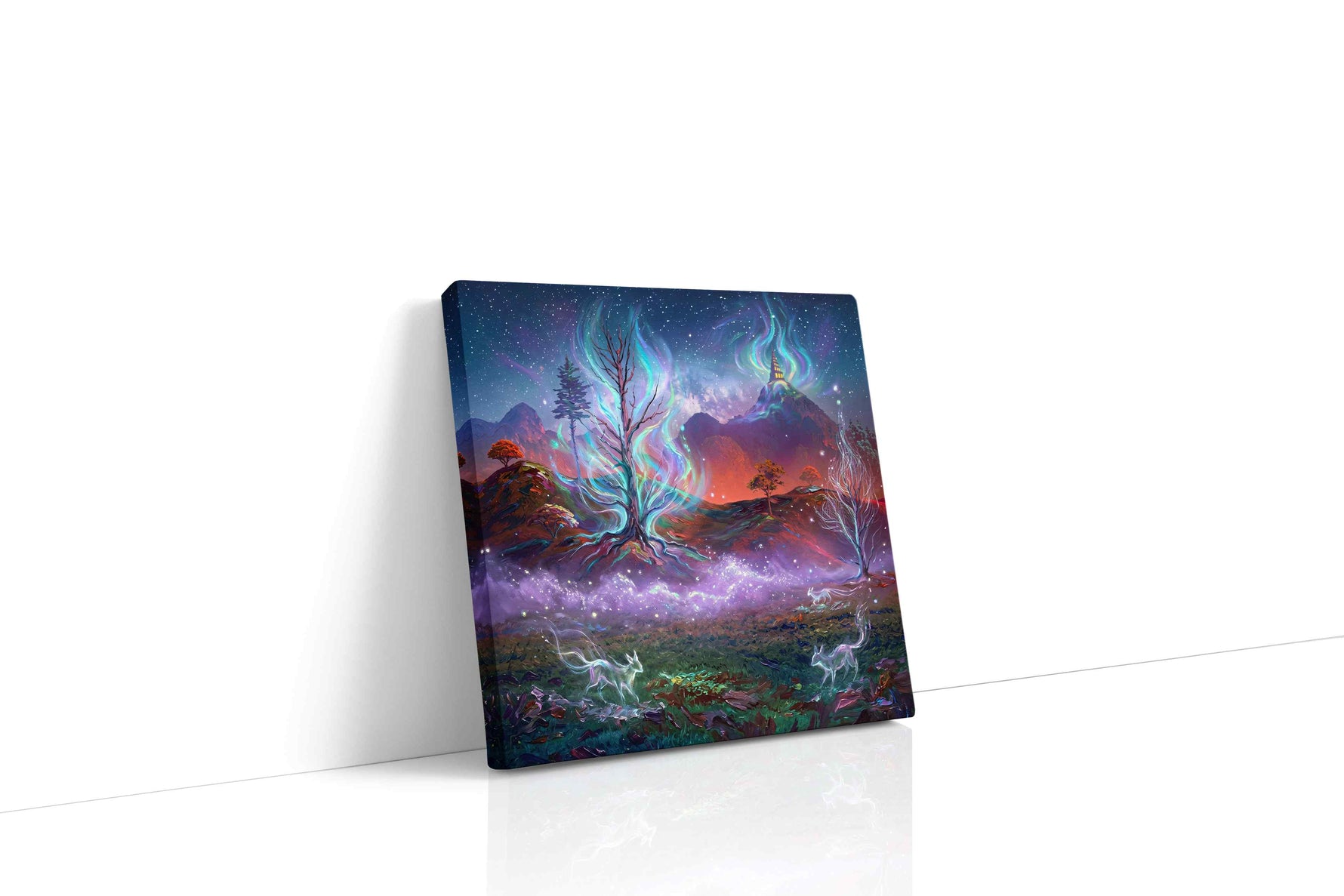Enchanted Nocturnal Realm fantasy canvas print gallery-wrapped square canvas studio shot