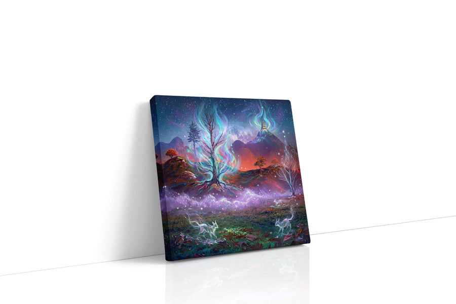 Enchanted Nocturnal Realm fantasy canvas print gallery-wrapped square canvas studio shot