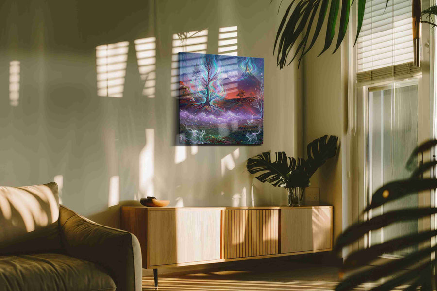 Enchanted Nocturnal Realm fantasy canvas print, on wall, lifestyle preview