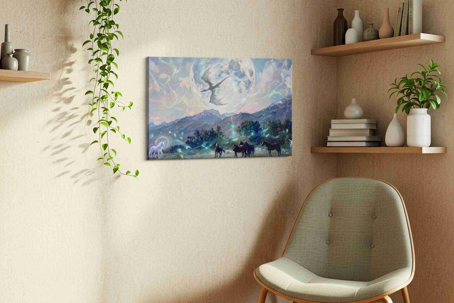 Moonlit Dreamscape fantasy canvas print in a living room scene