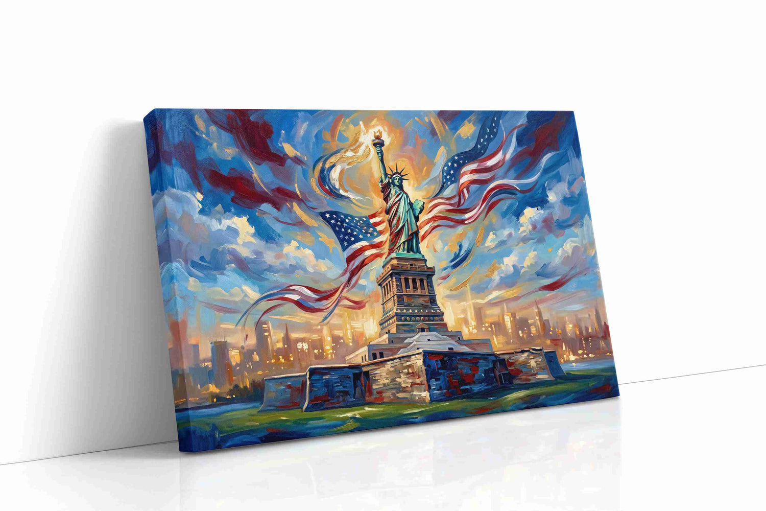 Liberty's Radiant Dreamscape patriotic canvas print, gallery-wrapped, ready to hang