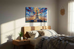 Liberty's Radiant Dreamscape patriotic canvas print, displayed in a bedroom