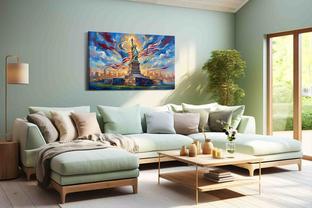 Liberty's Radiant Dreamscape – patriotic canvas wall art, gallery-wrapped, ready to hang