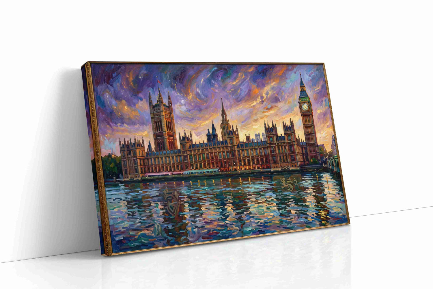 Luminous Reflections of Westminster landmarks canvas print, gallery-wrapped, ready to hang