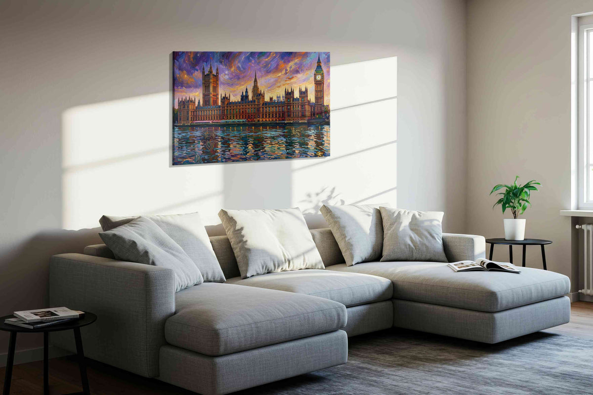 Luminous Reflections of Westminster landmarks canvas print, gallery-wrapped, ready to hang — view 3