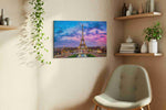 Parisian Twilight Symphony urban canvas print styled in a living room