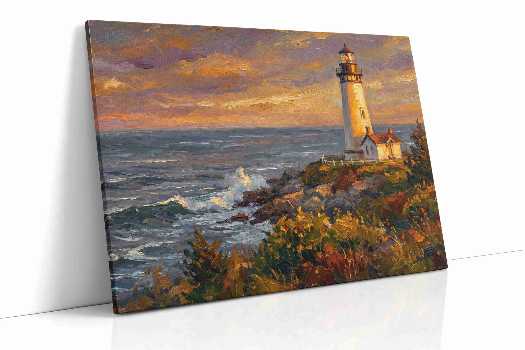 Beacon of the Golden Horizon ocean canvas print, gallery-wrapped, ready to hang