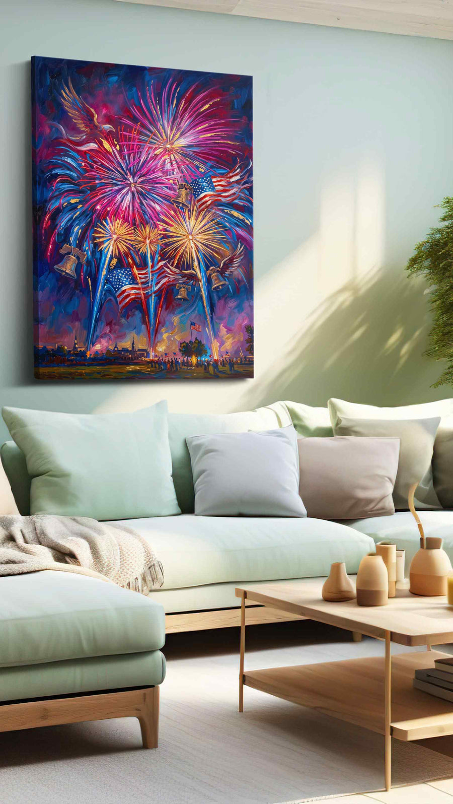 Celebration of Liberty patriotic canvas print, hanging on wall