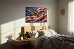 Eagle Spirit of Freedom patriotic canvas print, displayed in a bedroom