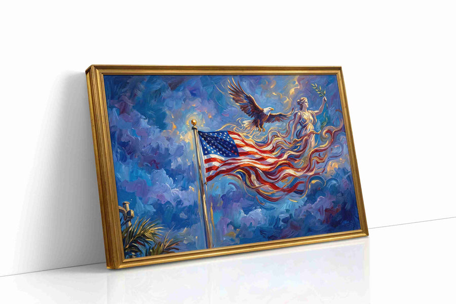 Eagle and Liberty Dreams patriotic canvas print gallery-wrapped landscape canvas studio shot