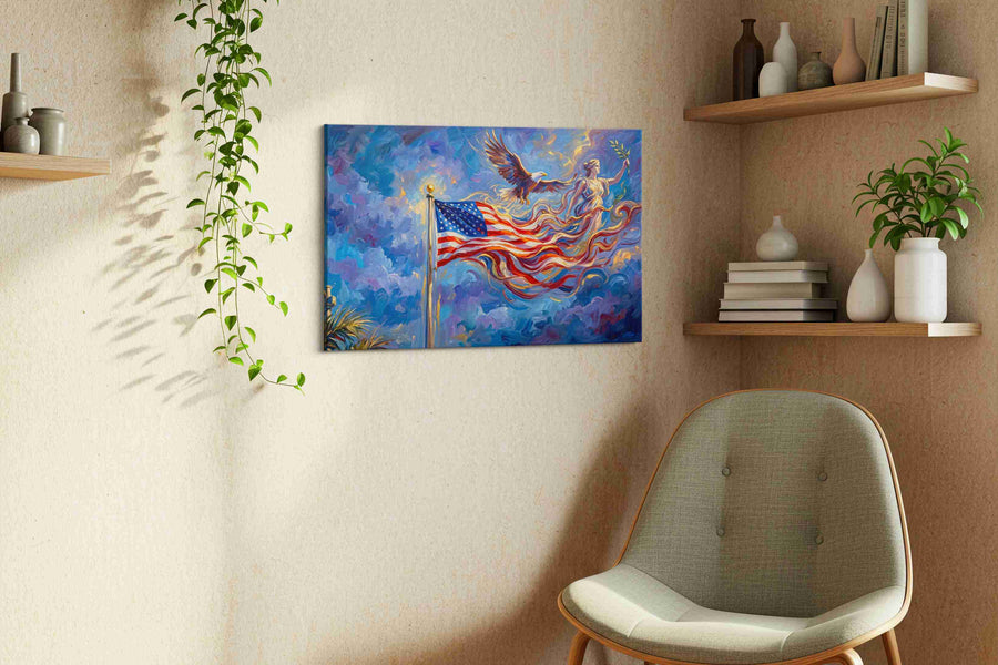 Eagle and Liberty Dreams – patriotic canvas wall art, gallery-wrapped, ready to hang