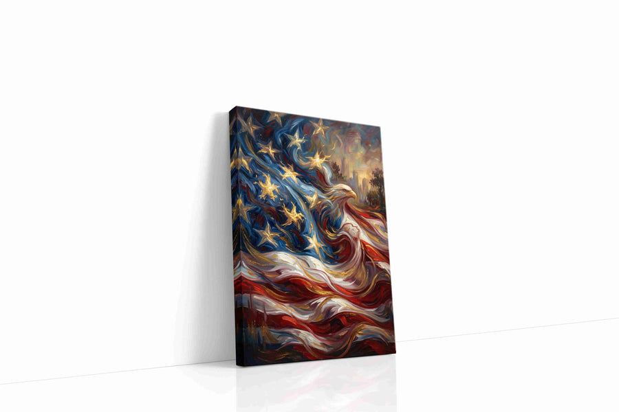 Eagle of Freedom's Wave patriotic canvas print gallery-wrapped portrait canvas studio shot