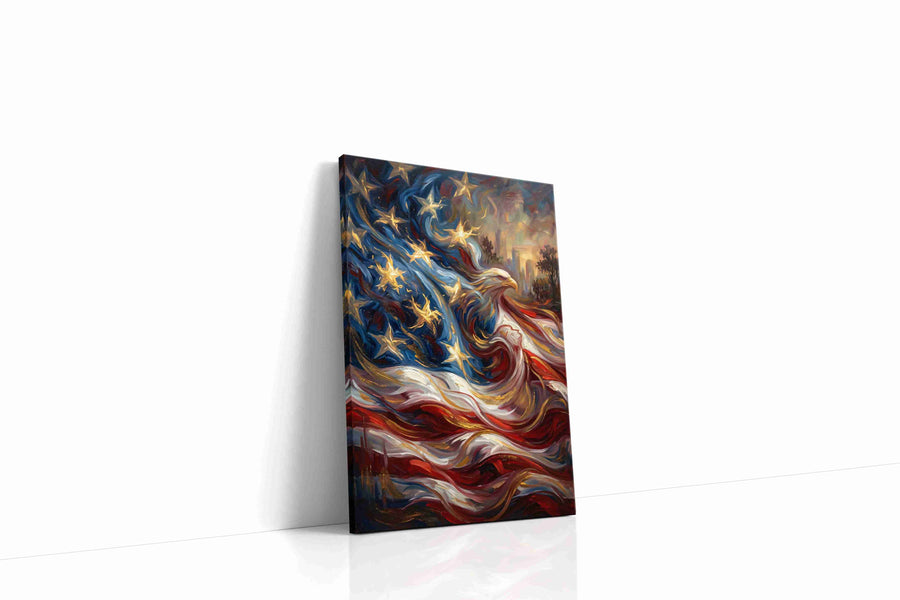 Eagle of Freedom's Wave patriotic canvas print, gallery-wrapped, ready to hang