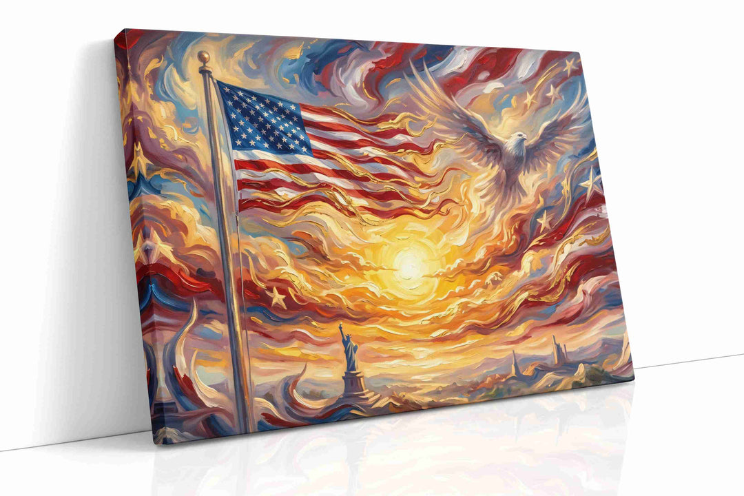 Eagle's Dawn of Liberty – patriotic canvas wall art, gallery-wrapped, ready to hang