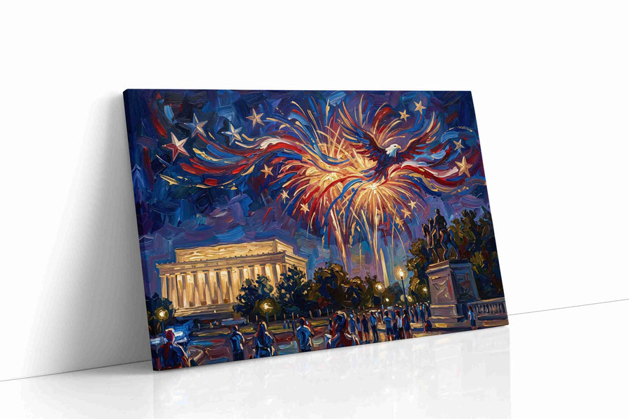 Eagle's Fireworks Symphony patriotic canvas print gallery-wrapped landscape canvas studio shot