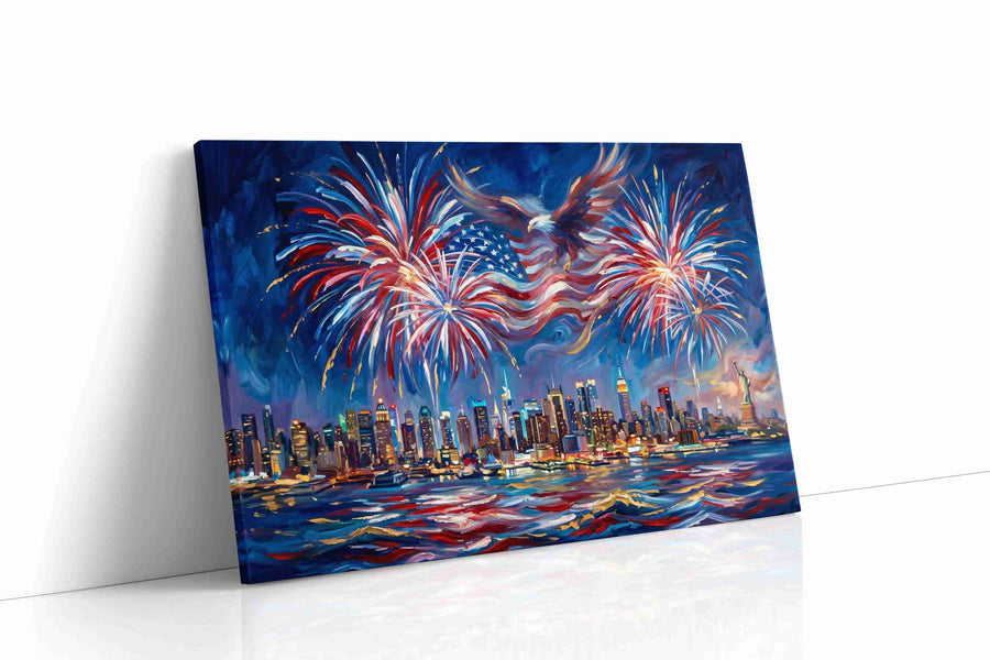 Eagle's Freedom Symphony patriotic canvas print, gallery-wrapped, ready to hang