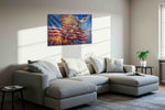 Eagle's Glorious Celebration patriotic canvas print, displayed in a living room