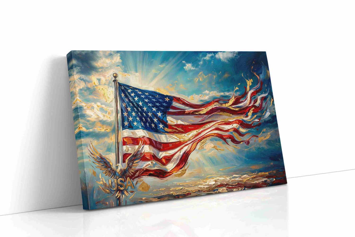 Eagle's Skyward Glory patriotic canvas print, gallery-wrapped, ready to hang