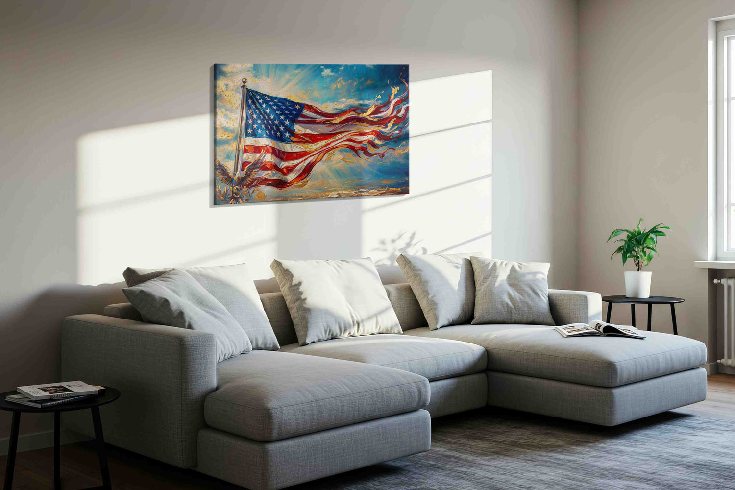 Eagle's Skyward Glory – patriotic canvas wall art, gallery-wrapped, ready to hang