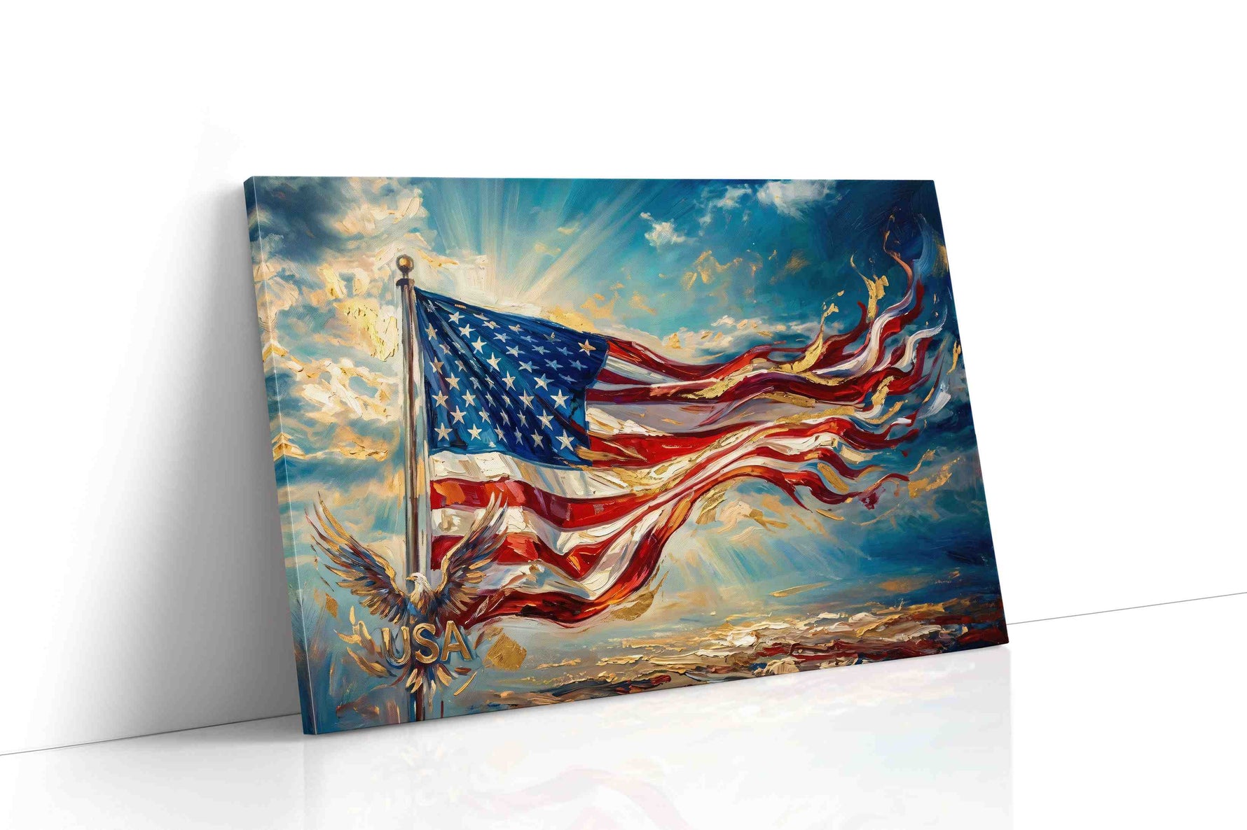 Eagle's Skyward Glory patriotic canvas print gallery-wrapped landscape canvas studio shot