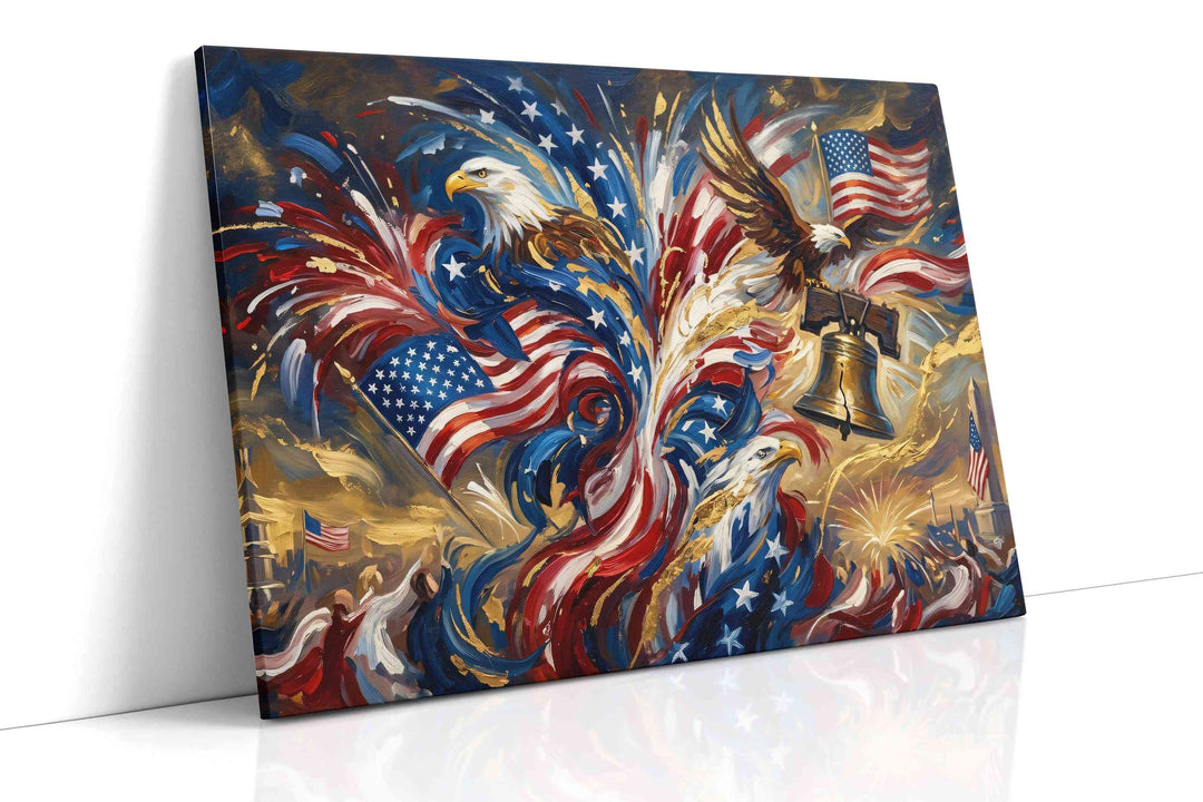 Eagles of Liberty's Flight – patriotic canvas wall art, gallery-wrapped, ready to hang