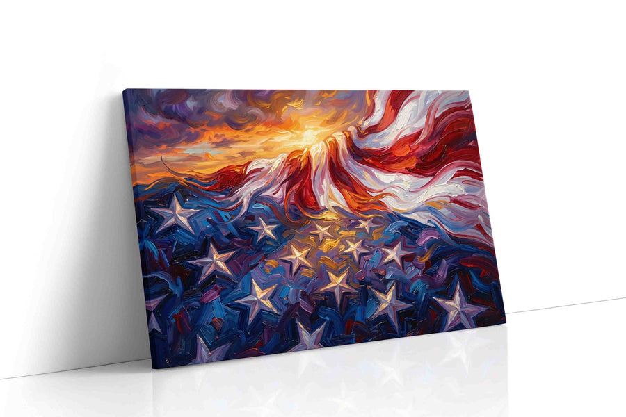 Eternal Waves of Freedom patriotic canvas print, gallery-wrapped, ready to hang