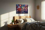 Firework Symphony of Liberty patriotic canvas print, displayed in a bedroom