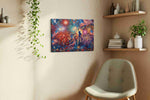 Firework Symphony of Liberty patriotic canvas print, hanging on wall