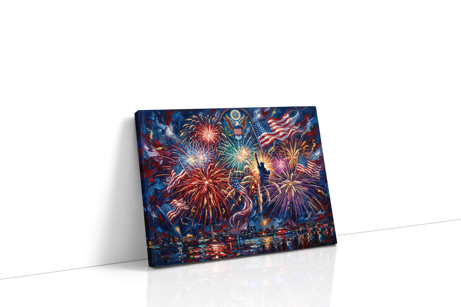 Firework Symphony of Liberty patriotic canvas print, gallery-wrapped, ready to hang