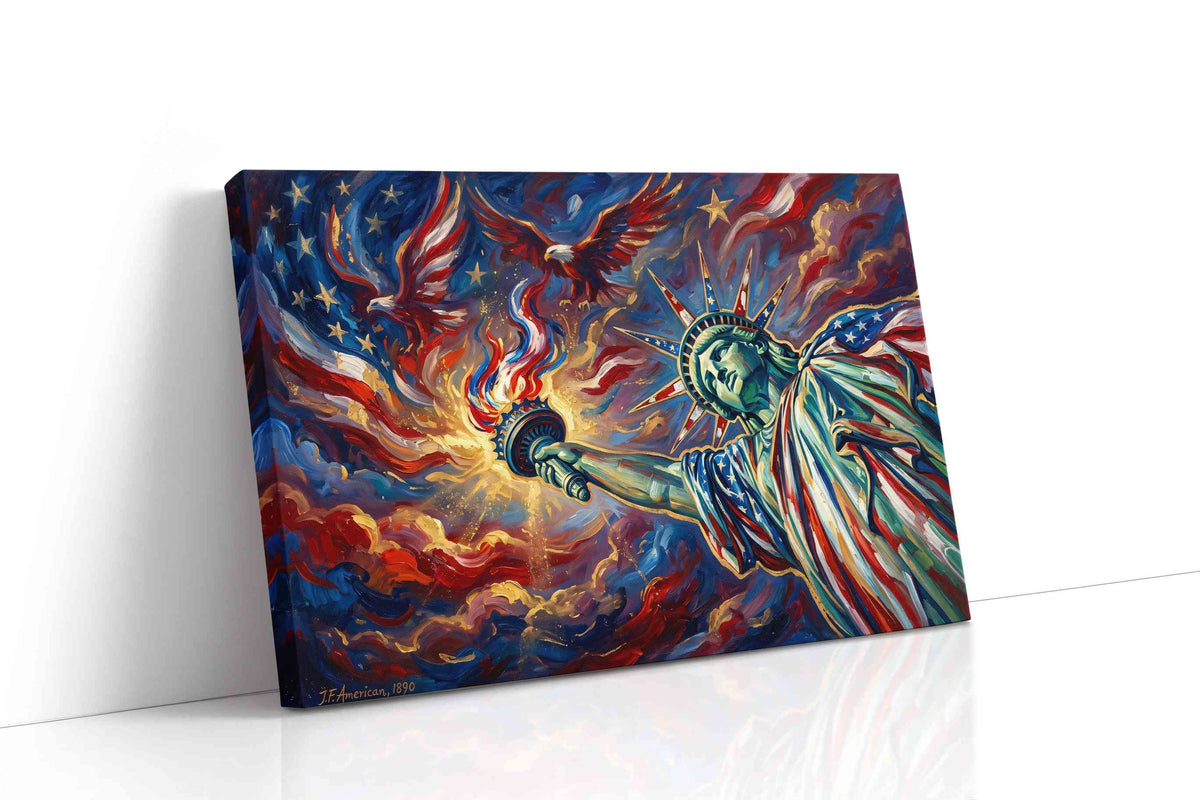 Flames of Freedom patriotic canvas print gallery-wrapped landscape canvas studio shot