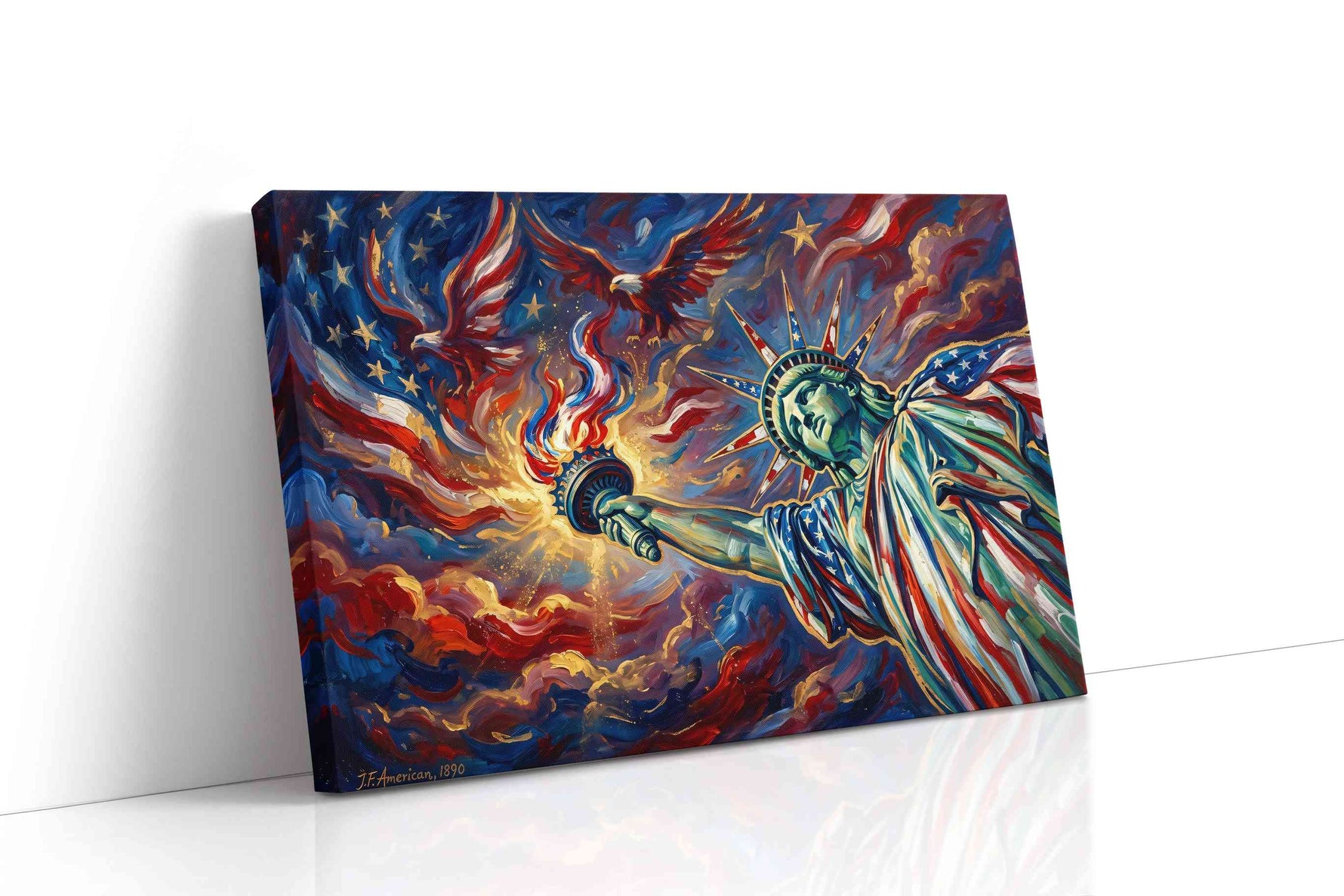 Flames of Freedom patriotic canvas print gallery-wrapped landscape canvas studio shot