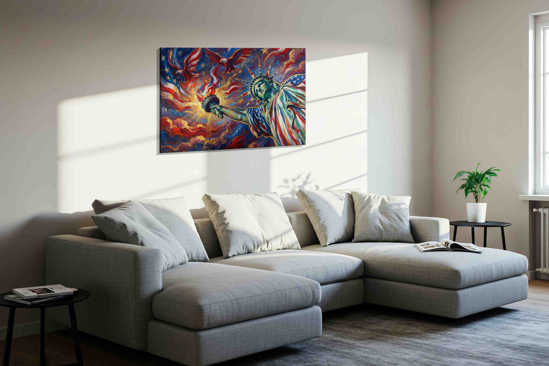 Flames of Freedom – patriotic canvas wall art, gallery-wrapped, ready to hang