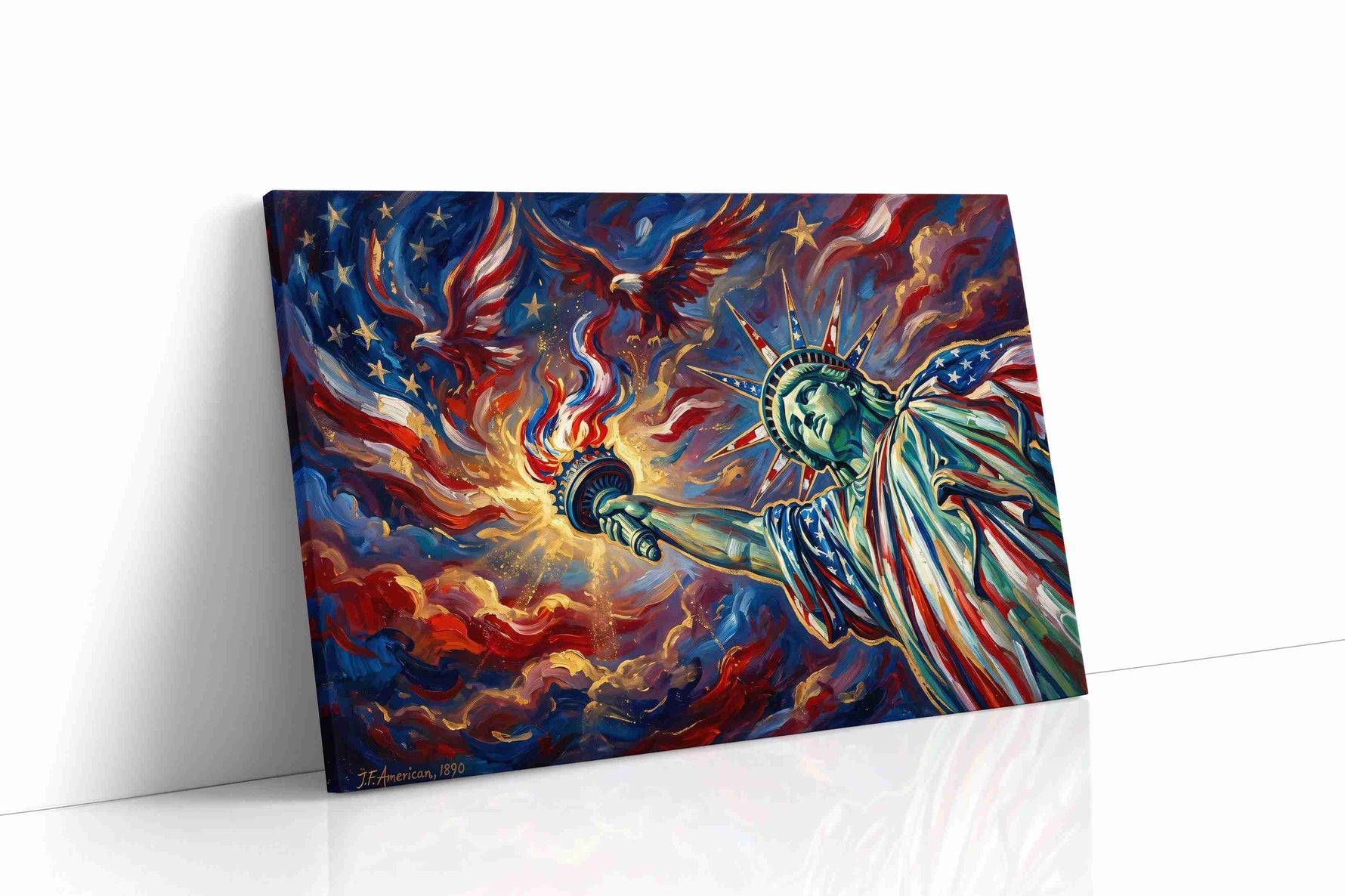 Flames of Freedom patriotic canvas print, gallery-wrapped, ready to hang