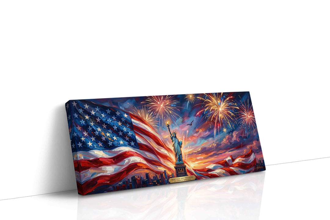 Freedom's Illuminated Sky – patriotic canvas wall art, gallery-wrapped, ready to hang