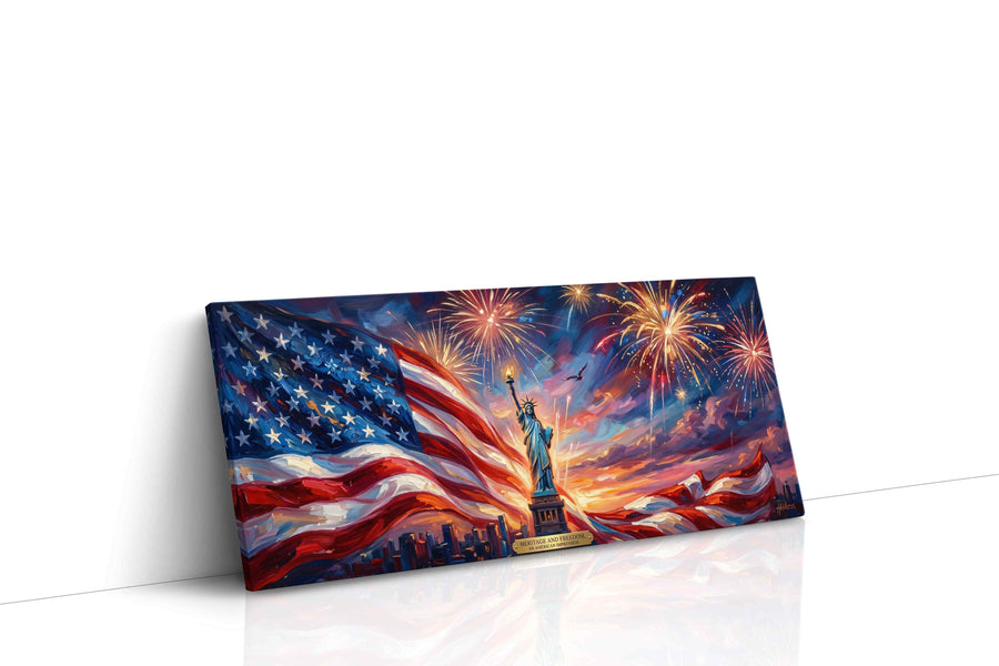 Freedom's Illuminated Sky patriotic canvas print, gallery-wrapped, ready to hang