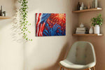 Freedom's Kaleidoscope patriotic canvas print, displayed in a living room
