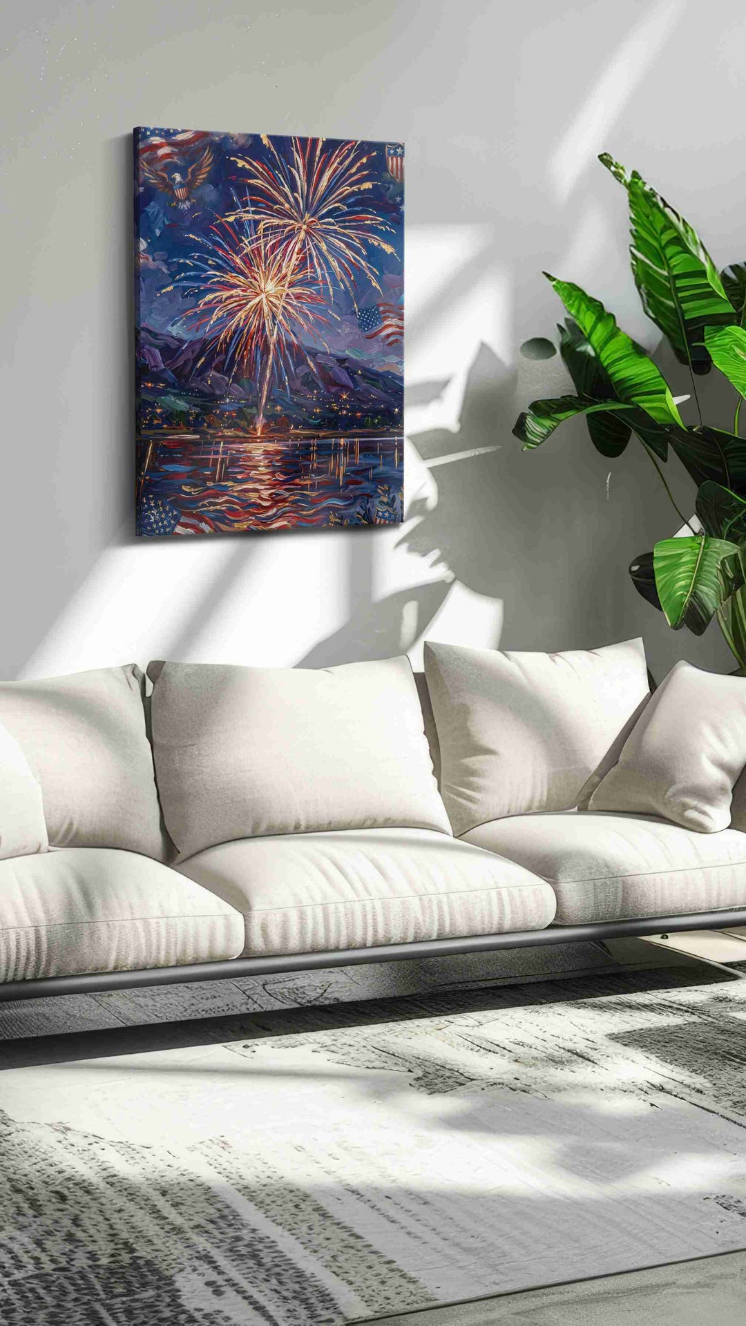 Illuminated Celebration Sky – patriotic canvas wall art, gallery-wrapped, ready to hang