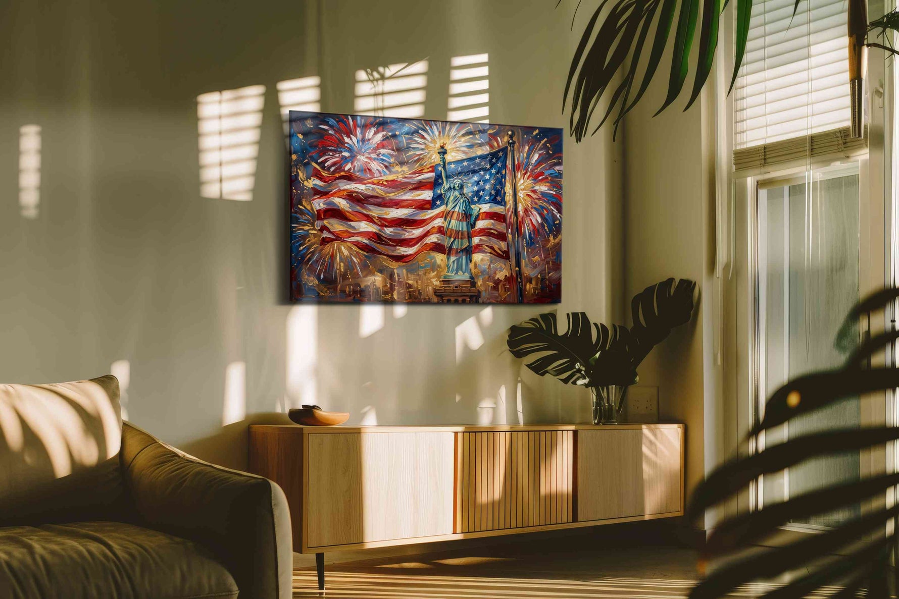 Liberty in Splendor patriotic canvas print, on wall, lifestyle preview