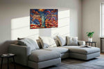 Liberty's Festive Revelry patriotic canvas print, displayed in a living room