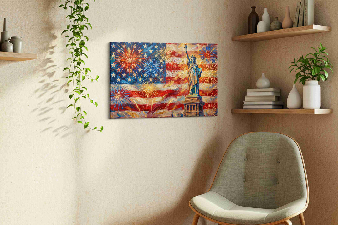 Liberty's Jubilant Night – patriotic canvas wall art, gallery-wrapped, ready to hang